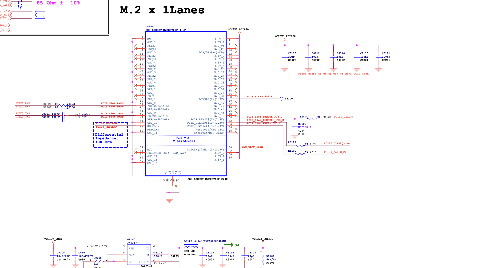 Neardi Pi 3 PCIe M.2 局部原理图