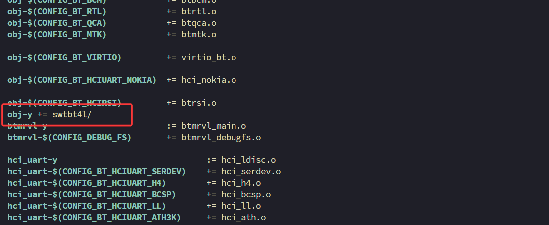 编辑 drivers/bluetooth/Makefile