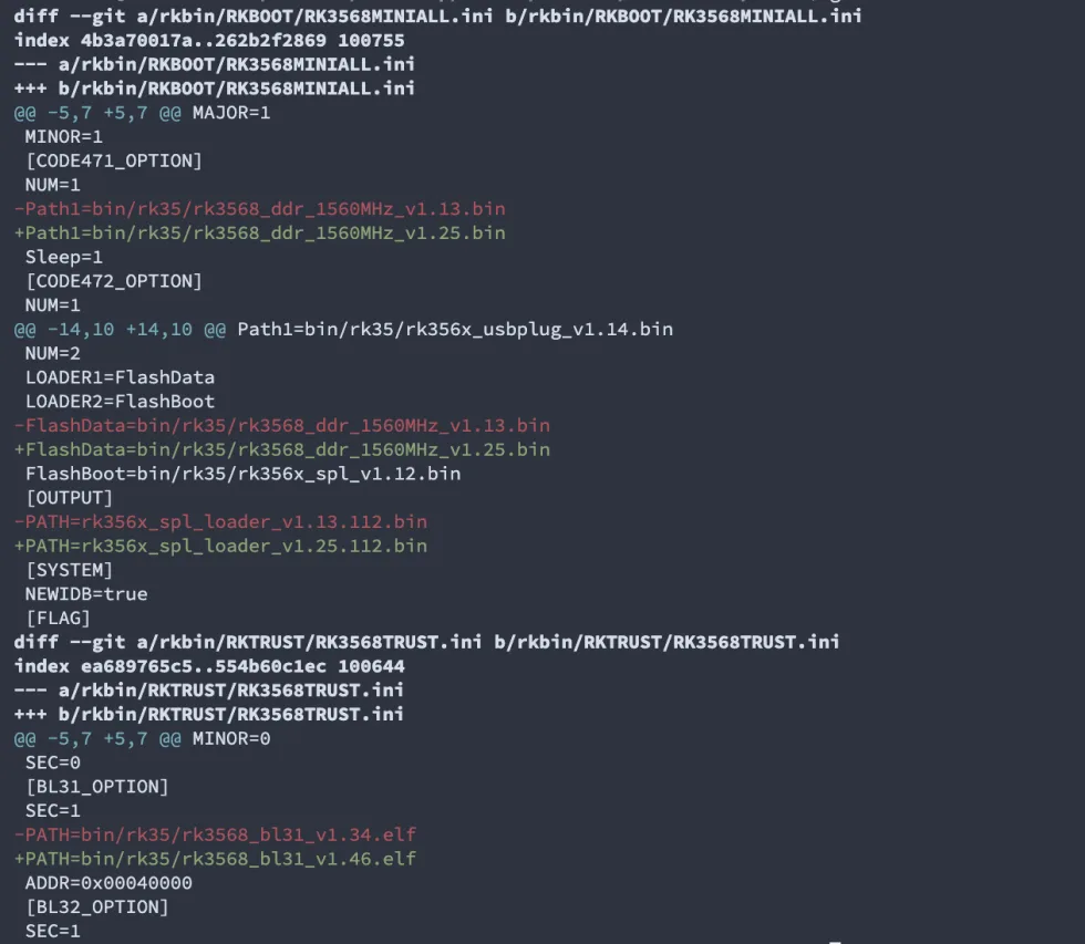 RK3568 boot component update diff