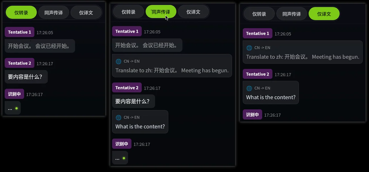 转录显示切换