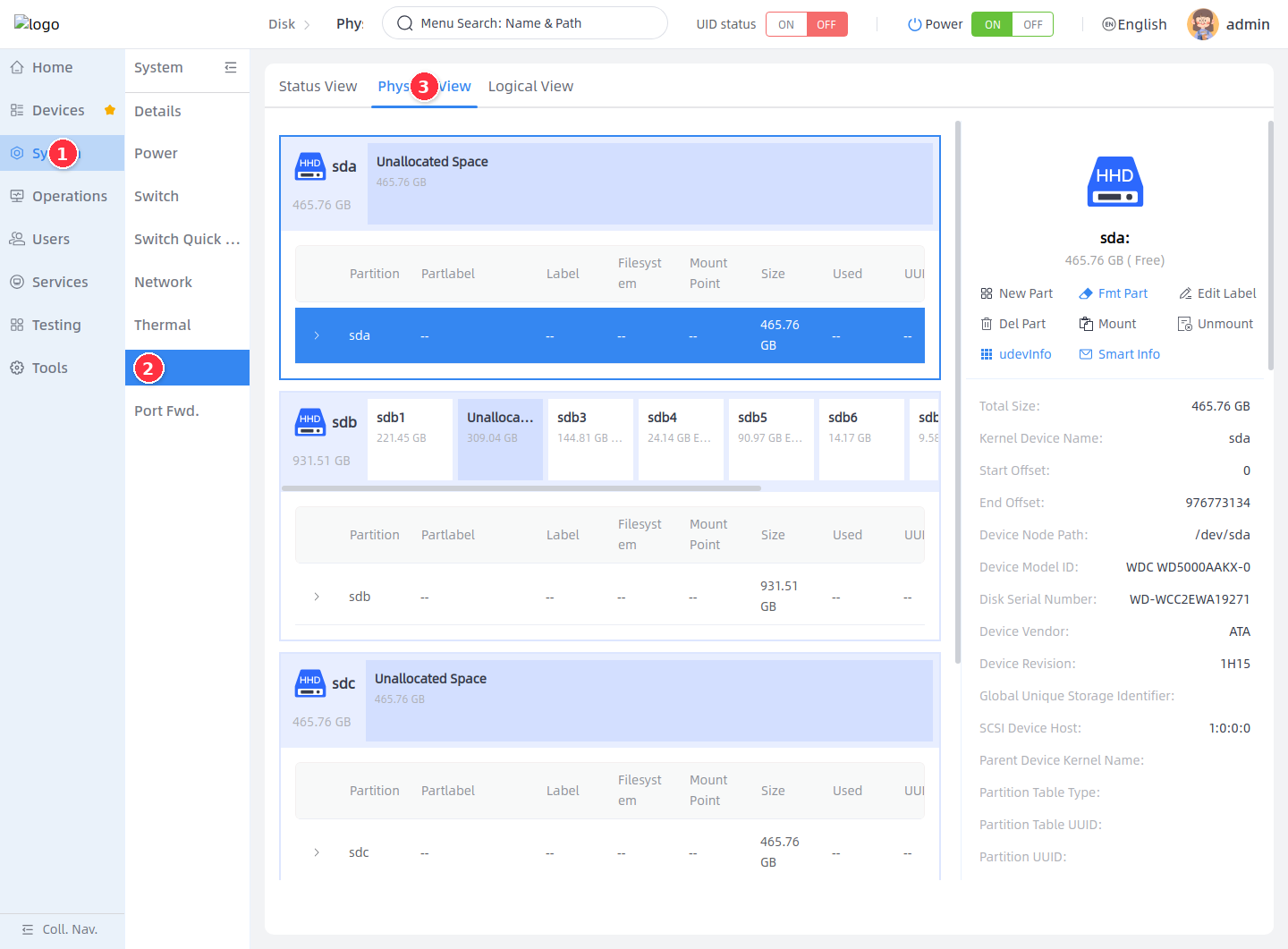 Enter the Disk Management status view