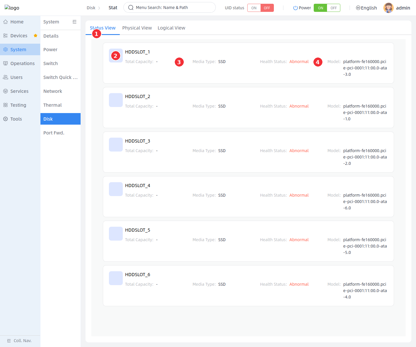 View disk status