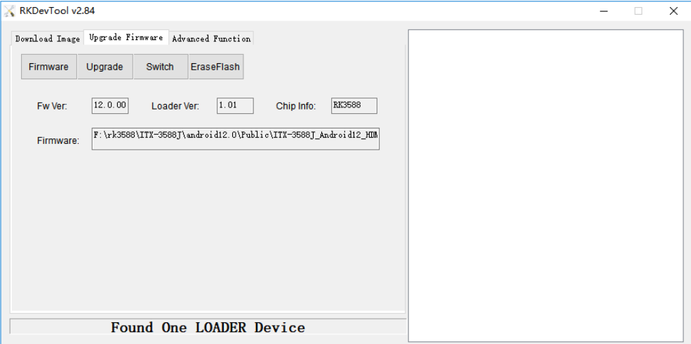 RKDevTool recognizes a Loader device